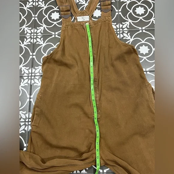 FREE PEOPLE Hunter Denim Slouchy Overalls In Khaki Over-Dye